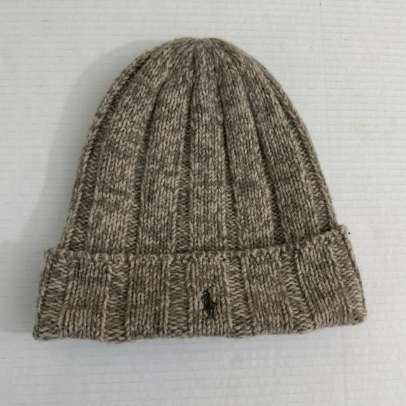 Polo RALPH LAUREN black label Logo Pony 100% WOOL Knit Cuffed Beanie HAT Men OS - Picture 1 of 9